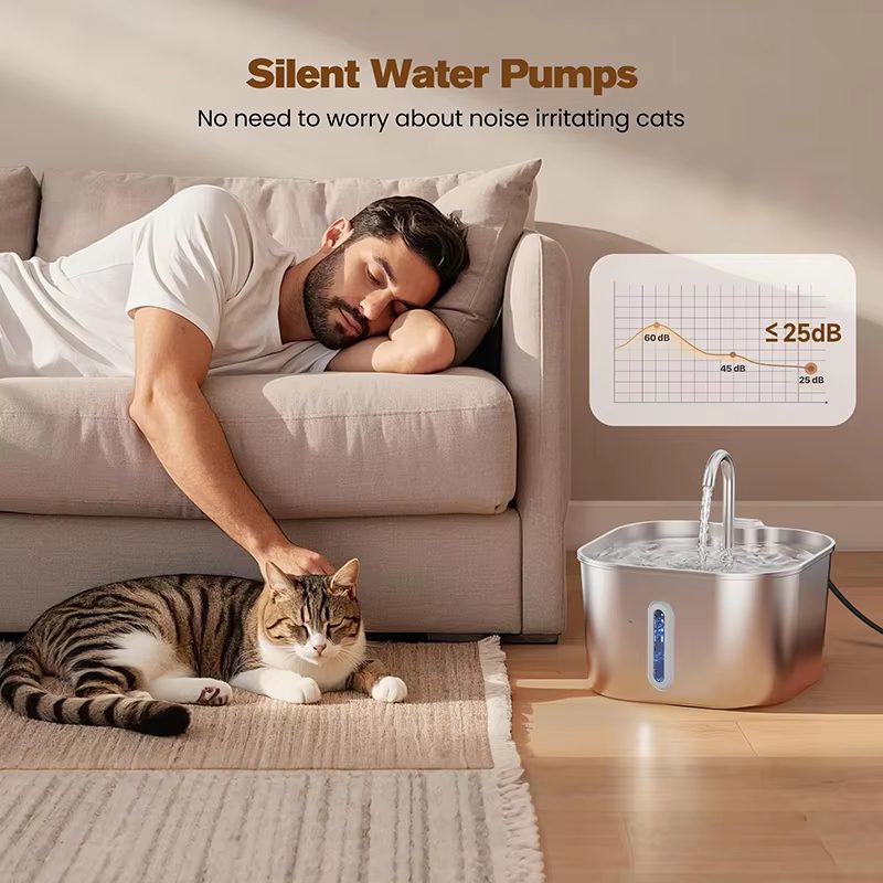 Ultra-quiet pump and visible water level window